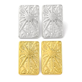 304 Stainless Steel Rectangle with Sun Stud Earrings