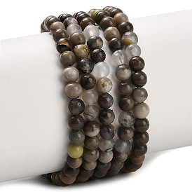 Нити бусин из натурального вулканического агата, круглые, сгладить