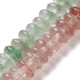 Brins de perles de quartz fraise naturel/quartz fraise vert, perles de soucoupe, rondelle