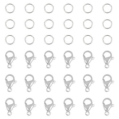 304 Stainless Steel Lobster Claw Clasps, with Jump Rings