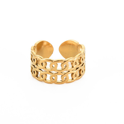 304 Stainless Steel Curb Chain Open Cuff Ring for Women