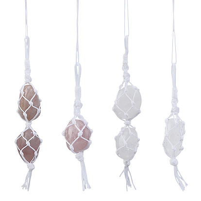 4 шт. подвесные украшения из натурального кварцевого кристалла и розового кварца, украшения для автомобиля из нейлоновой нити Bohemia