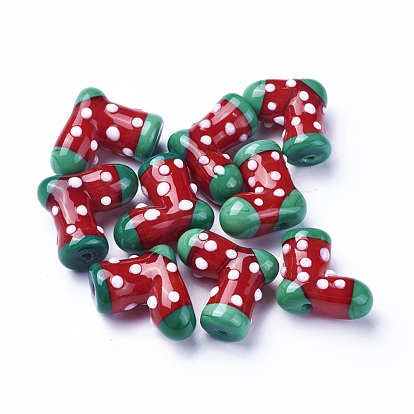 Handmade Lampwork Beads, Christmas Stocking