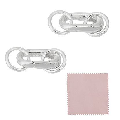 925 пружинные кольца из стерлингового серебра, с латунным соединительным кольцом и тканевой салфеткой для полировки серебра, овальные