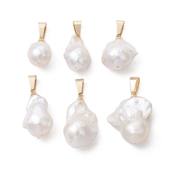 Подвески из натурального барочного жемчуга кеши, подвески-шармы Nuggets с защелками из нержавеющей стали, белые