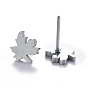 Autumn Theme Unisex 304 Stainless Steel Stud Earrings, Maple Leaf