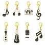 8Pcs 8 Styles Alloy Enamel Musical Instruments & Musical Note Pendant Decorations, with Lobster Claw Clasps, Golden