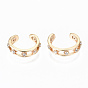 Brass Micro Pave Clear Cubic Zirconia Cuff Earrings, Nickel Free, Ring