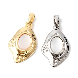 Натуральный белый оболочки подвески, овальные подвески с латунной оправой