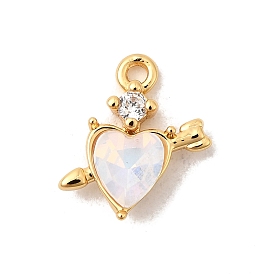 Латунь стекло кулоны, сердце со стрелой, без никеля , граненые