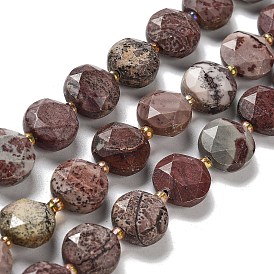Amérique naturelle image jasper perles brins, avec des perles de rocaille, coupe hexagonale facettée, plat rond
