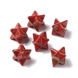 Natural Red Jasper Beads, No Hole, Carved, Merkaba Star