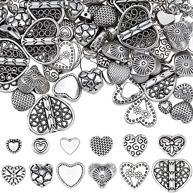 120 шт 12 стили бусины из сплава в тибетском стиле, без кадмия и без свинца, сердце