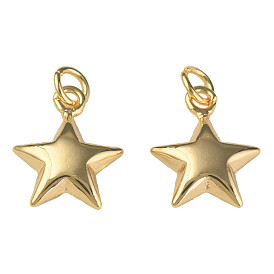Brass Pendants, with Jump Rings, Nickel Free, Star