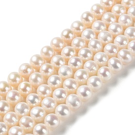 Natural Pearl Beads Strands, Round, Grade 5A+