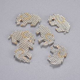 Handmade Japanese Seed Beads, with Japan Import Thread, Loom Pattern, Elephant