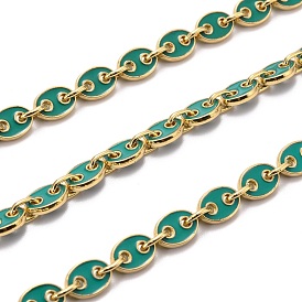 Golden Plated Alloy Enameled Coffee Bean Links Chains, Long-Lasting Plated, Cadmium Free & Lead Free, Unwelded