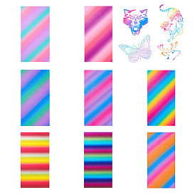 CRASPIRE 8 Sheets 8 Styles Waterproof Self-Adhesive Vinyl Picture Stickers Label Stickers, for Cup, Suitcase, Planner and Refigerator Decor, Rectangle with Stripe Pattern