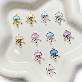 Jellyfish Alloy Pendants, with Hologram Resin & Resin Rhinestone, for DIY Jewelry Accessories