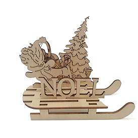 Unfinished Wooden Christmas Tree with Reindeer, for DIY Hand Painting Crafts, Christmas Tabletop Ornament