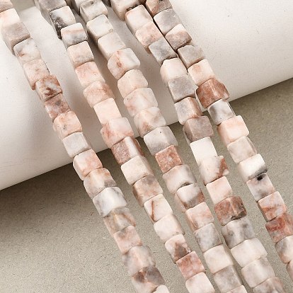 Natural Pink Zebra Jasper Beads Strands, Cube