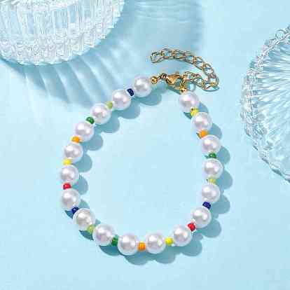 Bracelets de perles rondes en verre et acrylique, bijoux pour femmes