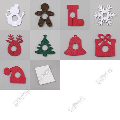 54Pcs 9 Styles Felt Wine Glass Decoration, Christmas Theme Ornament