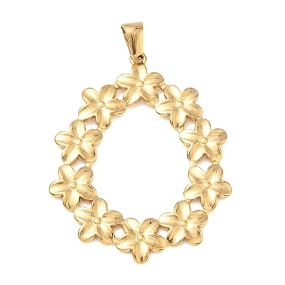 304 подвески из нержавеющей стали, овальный подвесной элемент в виде цветочного венка, ионное покрытие (ip), долговечный