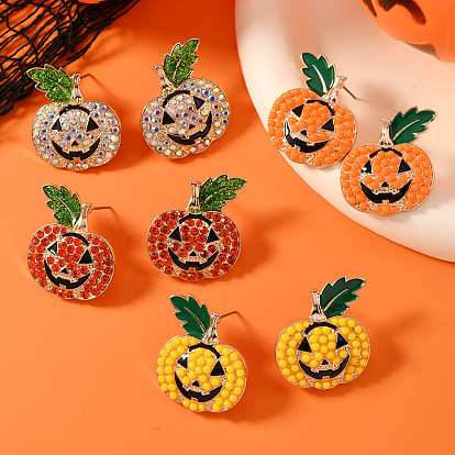 Серьги-гвоздики из сплава тыкв, С горным хрусталем и имитационной жемчужиной