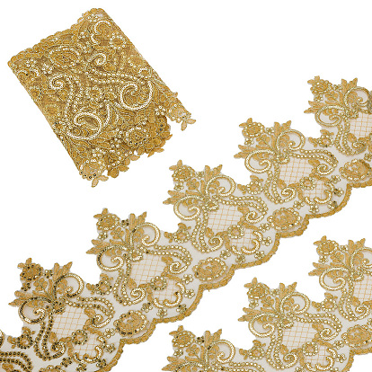 Отделка цветочным кружевом из полиэстера, лента с пайетками для животных, аксессуары для одежды