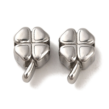 304 Stainless Steel European Beads, Large Hole Beads, Clover