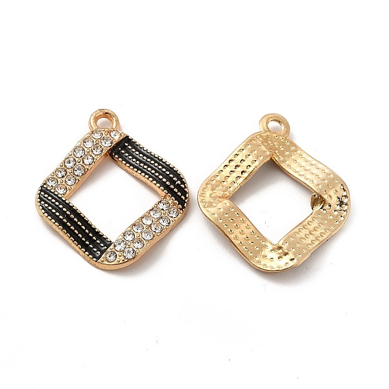 Подвески из эмали и сплава, с кристально горный хрусталь, волнистый ромб