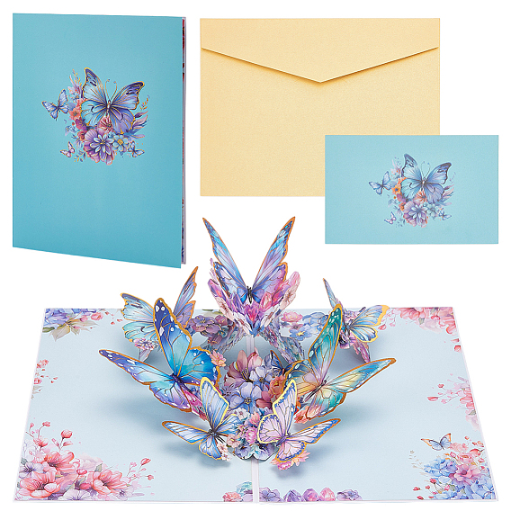 3 Открытка с объемным цветочным рисунком ко Дню учителя, с прямоугольным конвертом