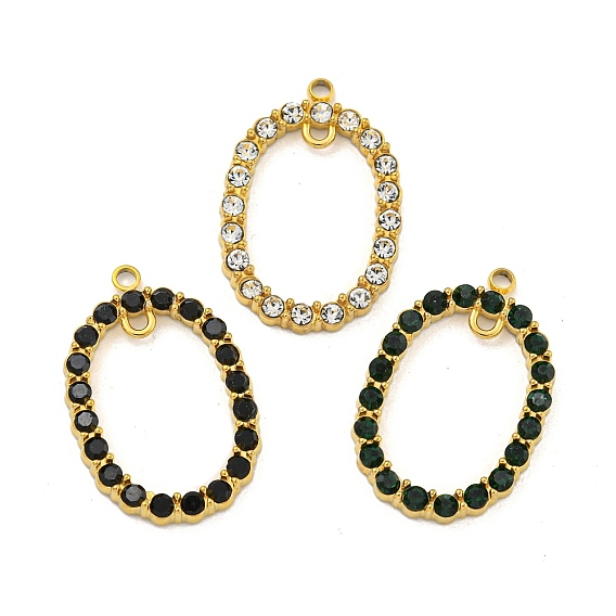 Позолоченные звенья 304 из нержавеющей стали, подвески-соединители, со стразами, овальные