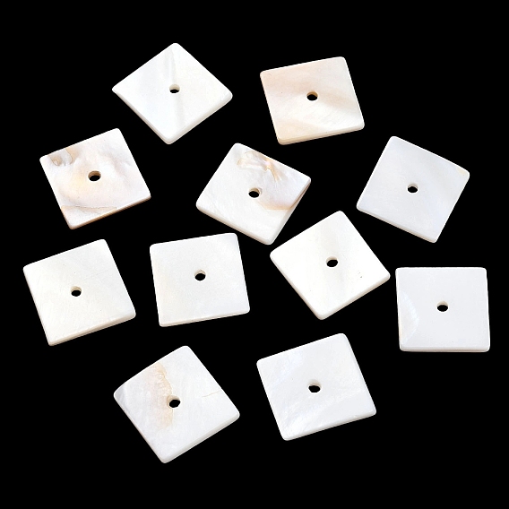 Natural Freshwater Shell Pendants, Square Charms
