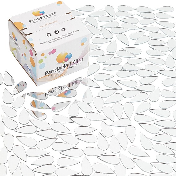 Glass Mosaic Mirror Tiles, for Home Decoration or DIY Crafts, Teardrop