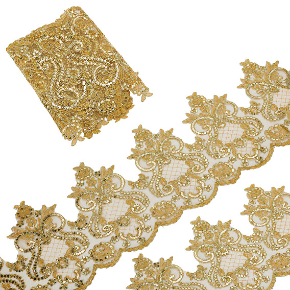 Отделка цветочным кружевом из полиэстера, лента с пайетками для животных, аксессуары для одежды