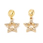 Brass Cubic Zirconia European Dangle Charms, Largr Hole Pendants, Long-Lasting Plated, Real 18K Gold Plated, Star