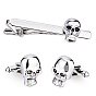 Alloy Cufflinks & Tie Clips Sets, Platinum