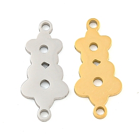 304 Stainless Steel Connector Charms, Laser Cut, Double Flower Links