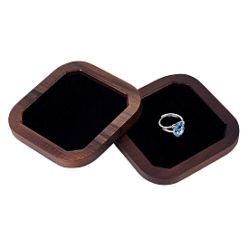 Wood Display Trays for Earrings Rings Bracelets, with Black Velvet Inside, Square