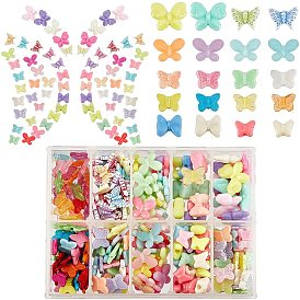 240Pcs 10 Style Opaque & Transparent Acrylic & Plastic Beads, Butterfly
