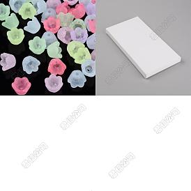600 pcs capuchons de perles en acrylique transparent, givré, fleur