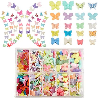 240Pcs 10 Style Opaque & Transparent Acrylic & Plastic Beads, Butterfly