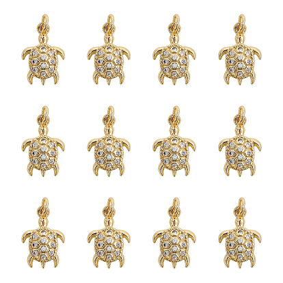 12 кулоны из латуни с прозрачным кубическим цирконием, без кадмия и без свинца, черепаха