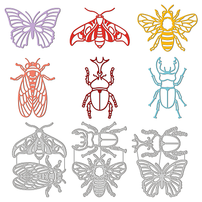 Углеродистая сталь разрезает трафареты, для diy scrapbooking, Фотоальбом, декоративная бумага для тиснения, цвет нержавеющей стали, рисунок насекомых