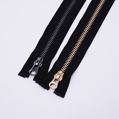 Nylon Garment Accessories, Zip-fastener Component Sets, Nylon and Brass Zipper & Alloy Zipper Puller, Black
