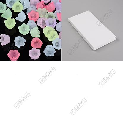 600 pcs capuchons de perles en acrylique transparent, givré, fleur