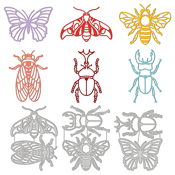 Углеродистая сталь разрезает трафареты, для diy scrapbooking, Фотоальбом, декоративная бумага для тиснения, цвет нержавеющей стали, рисунок насекомых