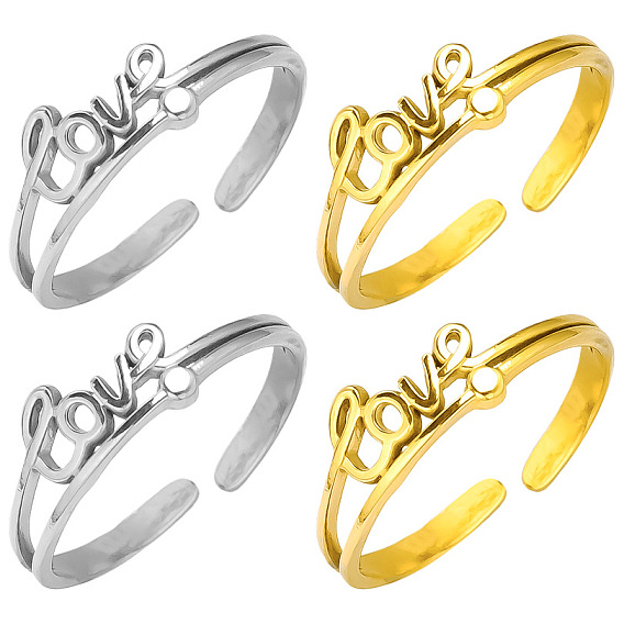 Стильный дизайн любовного письма 304 открытое кольцо-манжета из нержавеющей стали для женщин